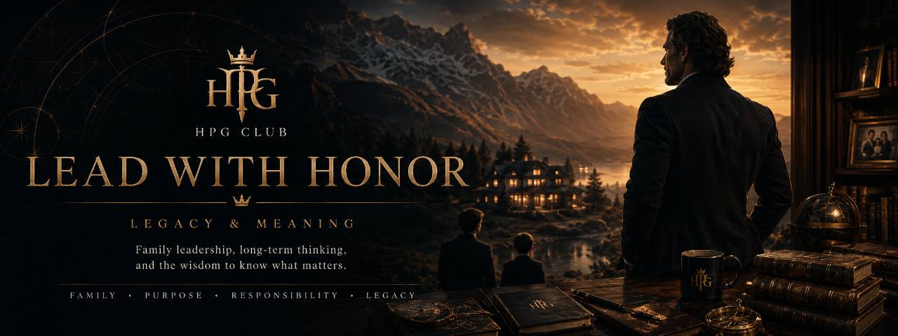 HPG Club campaign artwork: Lead with Honor, focused on family leadership, responsibility, purpose, and legacy